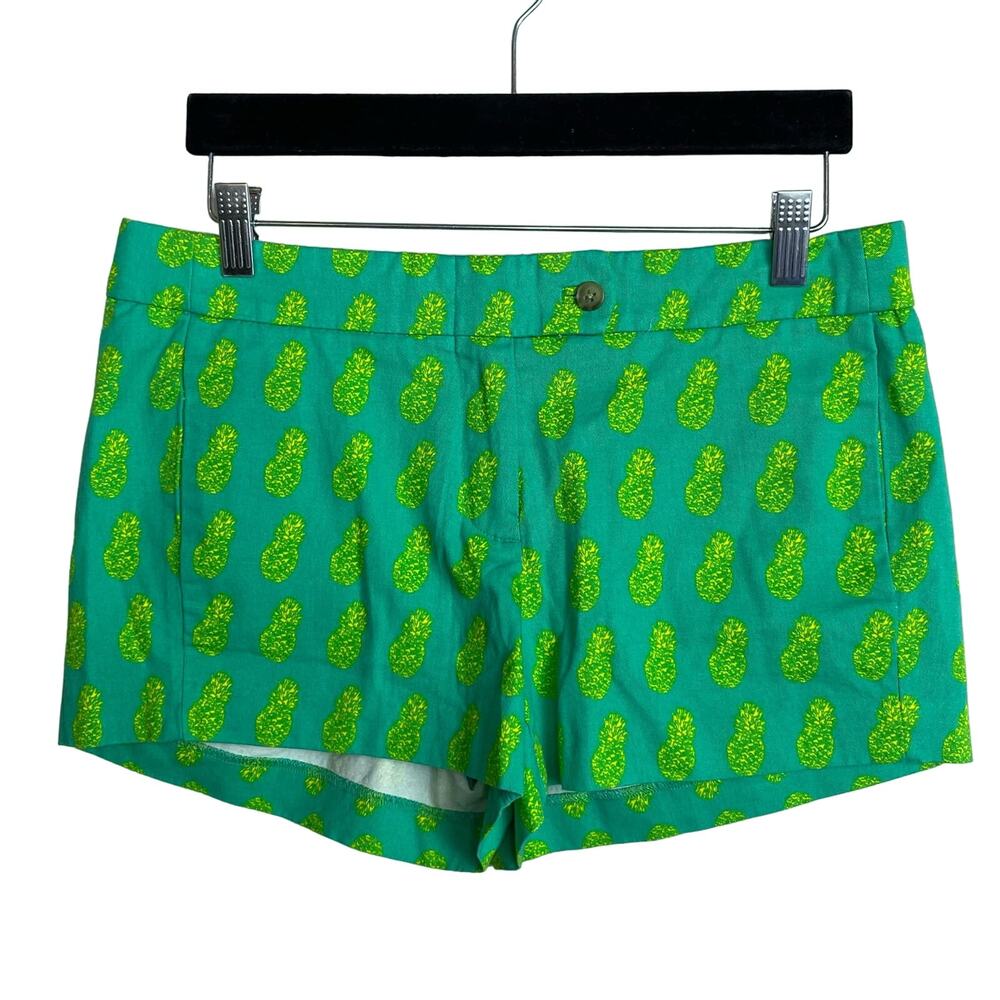 NWT‎ J. Crew City Fit Women's Shorts Size 4 Green Yellow Pineapple Novelty Print
